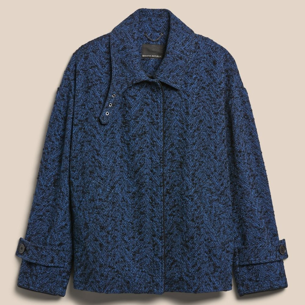 Banana Republic Boucle Herringbone Balmacaan Jacket